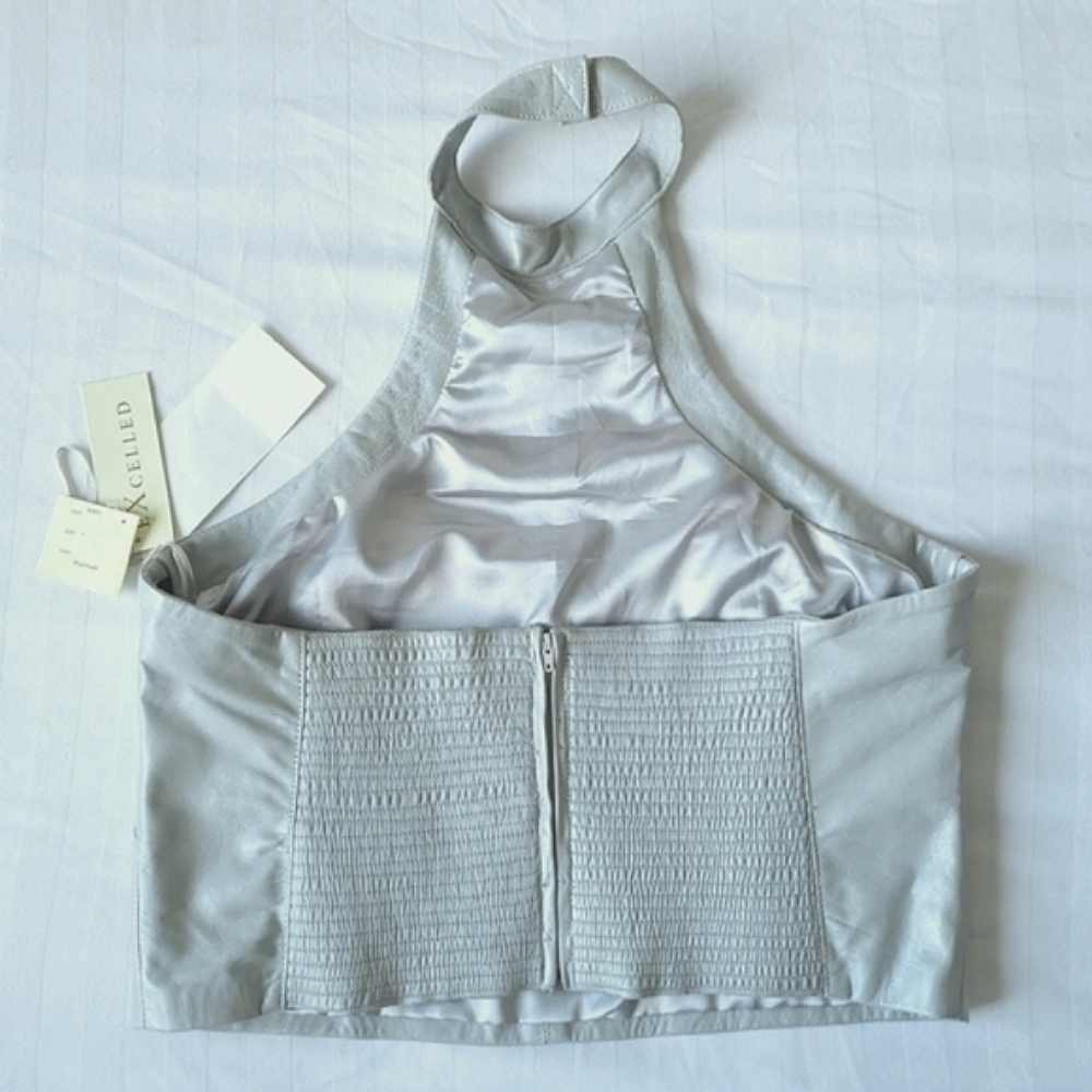 NWT Excelled Genuine Leather Halter Crop Top - Picture 2 of 11